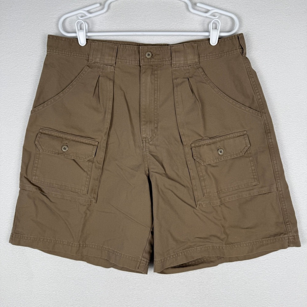 NEW Cabelas Womens 18 Brown Cotton Canvas Cargo Shorts Pleated Utility Outdoor